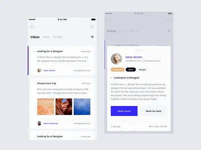 Email Client app email email client ios message mobile ui