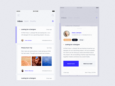 Email Client app email email client ios message mobile ui