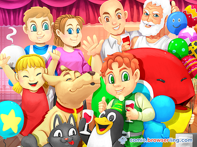 Linux Birthday Party birthay browserling cat chrome comic dog linux party penguin tux