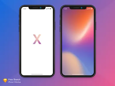 Iphone X Mockup Sketch Version apple applex free freebie gradient iphone iphonex mockup sketch template