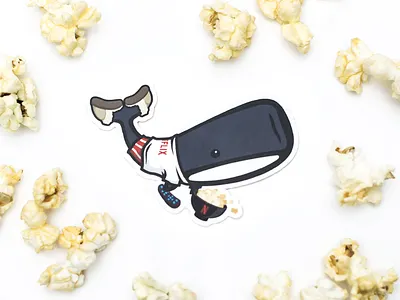 Netflix Monstro Dribbble chill illustration mascot monstro netflix pajamas popcorn slippers sticker whale