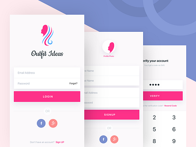 Outfit Ideas - Signup, Login and Verification Screen fashion girls ideas login modeling otp outfit shopping signup ui ux verification