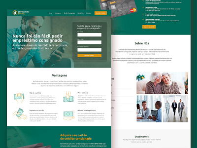 Empréstipo Delivery Landing Page experience green interface loan money responsive site ui usability ux yellow