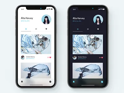 Profile screen dark grid ios11 iphonex light minimal mobile photo profile screen ui