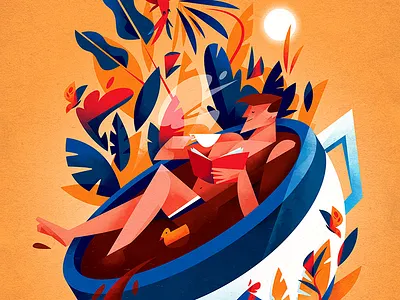 Coffeetime coffee cubist design food and beverage illustration lifestyle lush relaxing retro vector