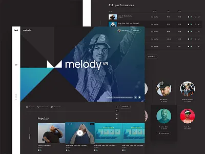 Music page app artist landing music naviagtion profile ui ux video vr website