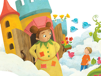Jack and the Beanstalk acrylic childrens book illustration childrens books childrens illustration digital collage digital illustration fairy tale traditional