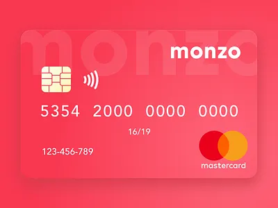 Monzo - Card Concept bank card concept contactless mastercard money mono nicolasciotti redesign sketch
