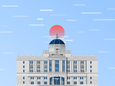 Information Center of Shanghai International Studies University building city illustration