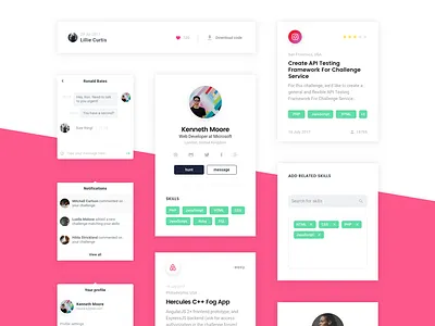 Coding Platform UI card design interface layout network social startup ui ux