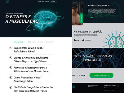 Brain Gains - Website Concept bodybuilding caio bottura design fitness musculacao music natural podcast radio science sport website