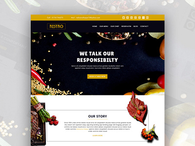 Restaurant Template breakfast dinner events food lunch restaurant restro ui ux web