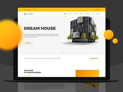 Hardworking build building company landing page template wordpress work wp