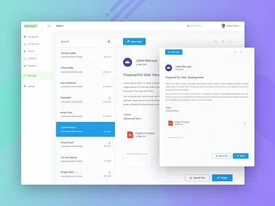 DataSoft Mail dashboard e mail inbox mail messages minimal minimalistic ui ux web webdesign