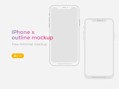 FREE iPhone X Illustrator Wireframe Mockup flat free freebie illustrator iphone iphone8 iphonex mockup outline