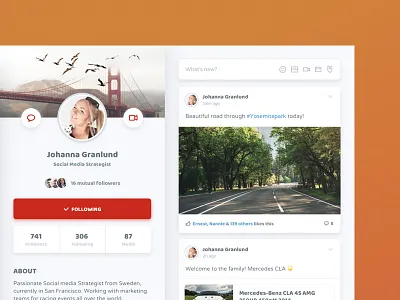 Desktop User Profile - Feed card cards content details feed interaction interface ui user profile userinterface ux webdesign