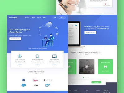 Cloud business Landing page design landingpage uiux web