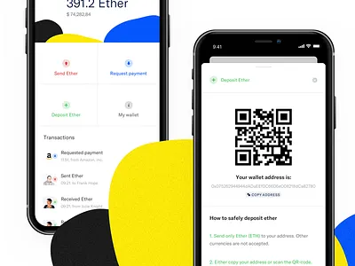 Pillar Ethereum wallet app banking bitcoin crypto cryptocurrency ether finance iphone x ui ux wallet