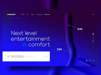 Samsung TV Stand art blue colors gradient landing onepage store test tv ui ux web