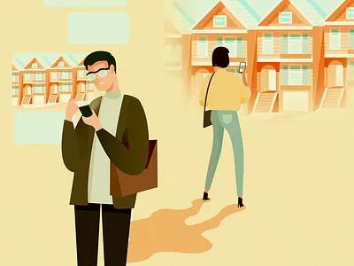 Strangers character distance flat house illustration sanfrancisco sf shadow