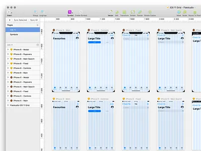 iOS 11 Grid template for iPhone X and iPhone 8 flatstudio grid ios 11 iphone 8 iphone x sketch sketch file template work