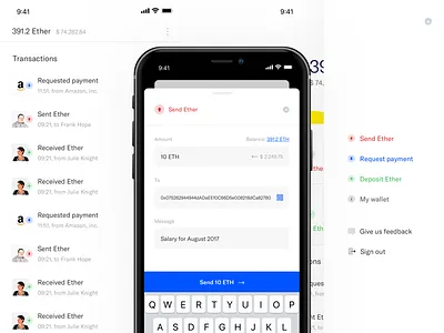 Pillar detail screens app banking crypto cryptocurrency ether ethereum finance money pillar ui ux wallet
