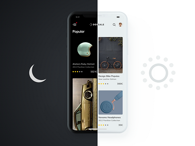 DAY vs NIGHT dark day ios iphone x light night price tag profile sale search ui ux