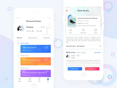 Reading interface books bookstores classification data discovery downloads personal centers reading recording timeline