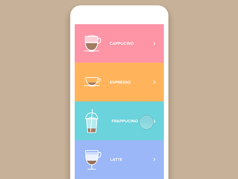 Coffee List bouncy cafe drink food jelly liquid menu micro principle restaurant transition