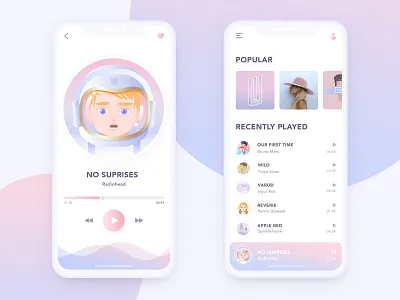 iPhone X－Music App Concept Design ai color gradient icon illustration interface list music radiohead sticker ui vector