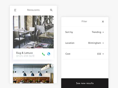 Mobile App User Interface app filter mobile ui ux whitespace