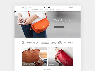 Leather Bags and Backpacks design ecommerce homepage services