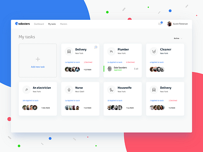 Todosters admin app charts dashboard design interface list tasks todo ui ux web