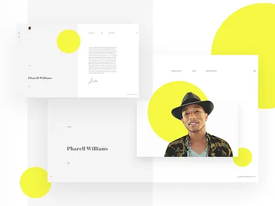 Artist - Hero - Sneek peek artist design hero landing page menu navigation parallax pharell wiliams sidebar typography web