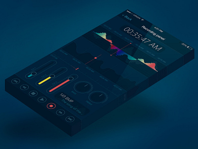 Professional sound recording application blue flat music sound