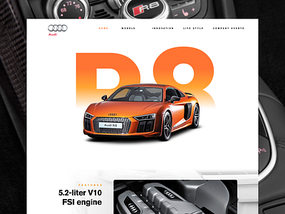 R8 Website Concept audi car clean modern r8 ui website white