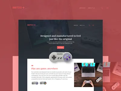 8bitdo - Homepage Redesign clean design ecommerce flat interface marvelapp ui user user interface ux web web design
