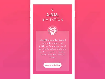 2 Dribbble Invitation app draft dribbble gradient invitation invite iphone mockup pink player