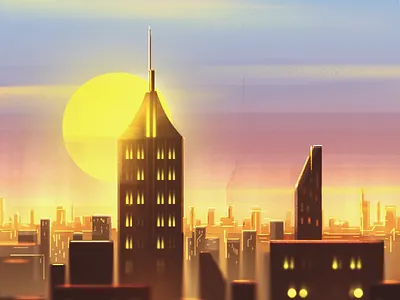 Day 26 - Skyscrapers buildings challenge day26 digitalart evening lights pink sky self skyscrapers sunset urban