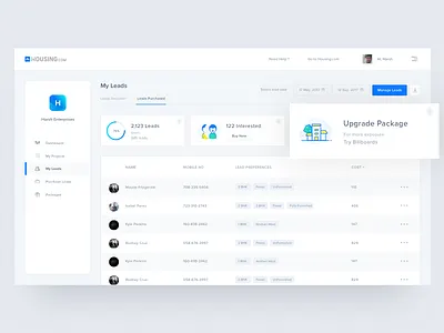 Purchased Lead page design card dashboard graph illustration interaction iphone x table tags ui ux website
