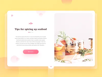 Article Card Concept article card cooking fish minimal photo split split screen ui ux webdesign website