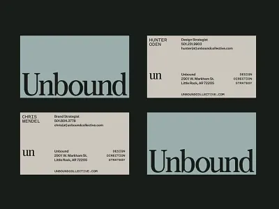 Unbound Business Card Layout arkansas branding business card collateral design flat grid hunter oden lockup typography workwithunbound