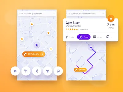 Navigation for active people active concept gym health map navigate navigation people run sport ui ux