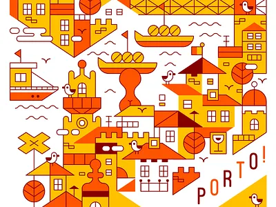 Porto! city cute illustration porto seagulls