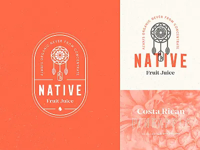 Native Fruit Juice / Day 20 badge brand branding dreamcatcher fruit juice logo mark native stamp typography vintage