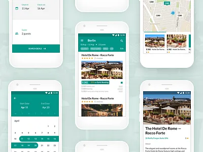 SelectRooms - All screens android booking clean simple ui ux