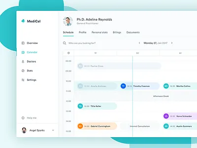 MediCal Schedule autentika calendar dashboard interface mialszygrosz stats ui ux
