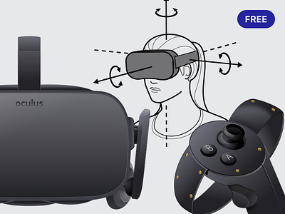 Free Oculus Icons and Illustrations controller drawing free freebie icons illustration oculus oculus rift rift sketch technical vr