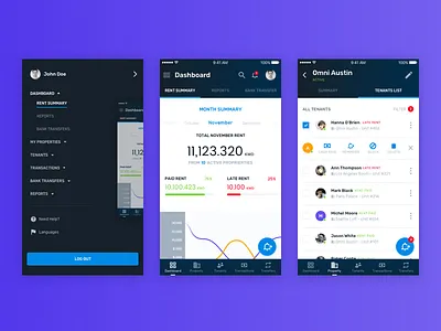 UI Mobile dashboard design gradient house management mobile property rent responsive room ui