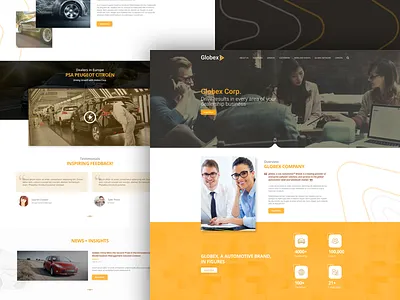 Globex Home Page automobile car company dealer home page software ui ux web